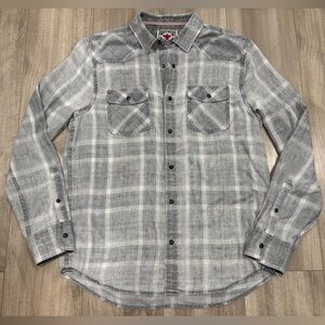 Flag & Anthem Men’s Gray Plaid Casual Button Down Shirt Size M